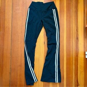 Splits 59 Black Flared Leggings with White Stripes